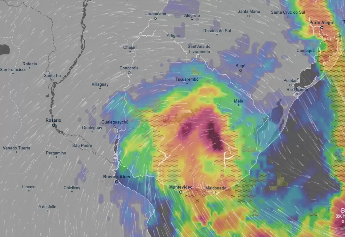 Imagen de Ingresa el ciclón extratropical: Inumet emite alerta por lluvias mientras se espera el viento fuerte